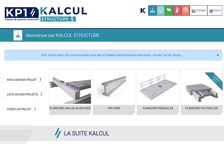 Kalcul Structure Planchers Poutrelles/Entrevous vient compléter la suite Kalcul de KP1 [©KP1]