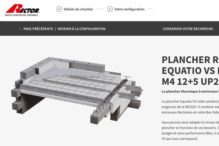 Le nouveau Configurateur de planchers, poutrelles et entrevous accompagne les professionnels dans la modélisation de leurs systèmes constructifs Rector. [©Rector]